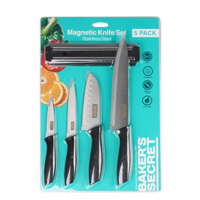 SET BARRA + 4 CUCHILLOS PP/ACERO INOXIDABLE NEGRO