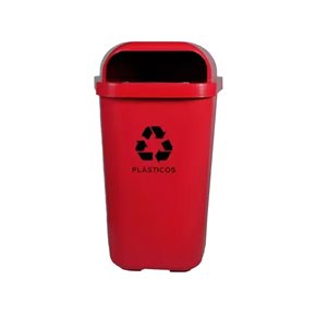 BASURERO BOCA DE SAPO 50LTS ROJO