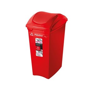 BASURERO 40lts TAPA VAIVEN ROJO