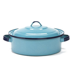 OLLA C/TAPA D30CM/7.6L AC VITRIFICADO TURQ CINSA