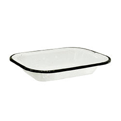 ASADERA 26x18.5x4.5CM AC.VITRIFICADO BLANCO B/NEGRO CINSA