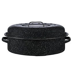 OLLA OVAL CON TAPA 8L 45.5X32CM NEGRO CINSA