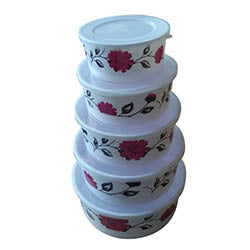 SET5 RECIP. FLOR C/TAPA D.18-16-14-12Y10CM MELAMIN