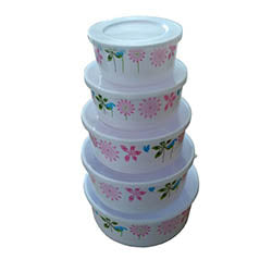 SET5 RECIP.FLORES C/TAPA D.18-16-14-12Y10CM MELAMI