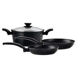 SET 3PZS VIVANT ALUM FORJADO MARBLE NEGRO