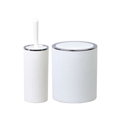 SET 2PCS BAÑO PP BLANCO C/RAYITAS