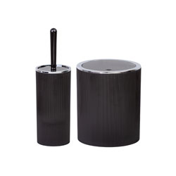 SET 2PCS BAÑO PP NEGRO C/RAYITAS