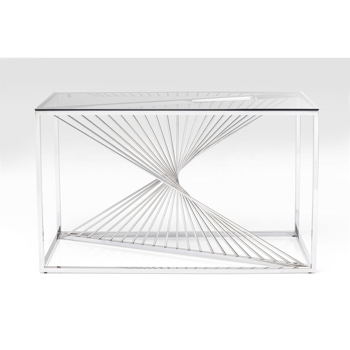 Consola mesa de arrime laser plata claro 120x40x78 cm con vidrio 8mm