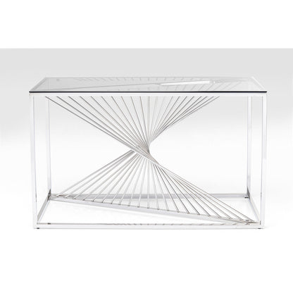 Consola mesa de arrime laser plata claro 120x40x78 cm con vidrio 8mm
