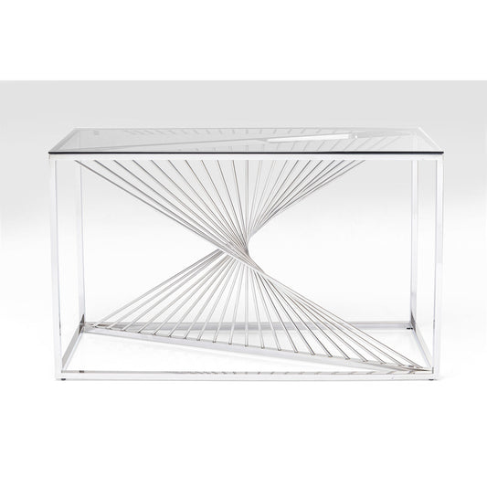 Consola mesa de arrime laser plata claro 120x40x78 cm con vidrio 8mm