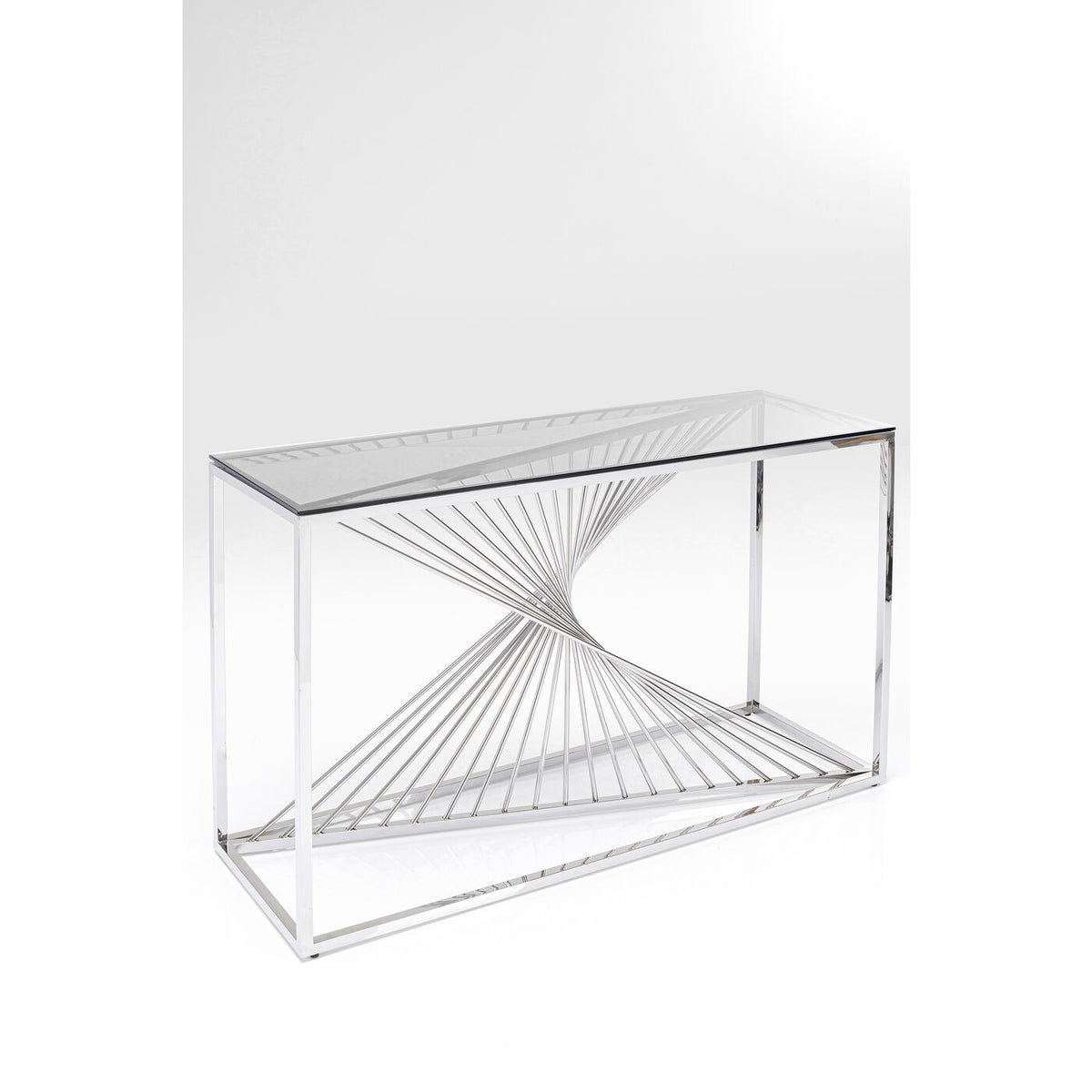 Consola mesa de arrime laser plata claro 120x40x78 cm con vidrio 8mm