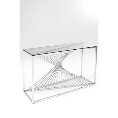 Consola mesa de arrime laser plata claro 120x40x78 cm con vidrio 8mm