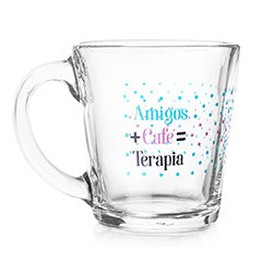 MUG VIDRIO 400ML "CAFE Y AMIGOS" CRISA