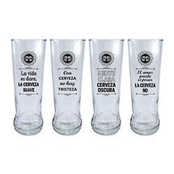 SET X4 VASO CERVECERO KICKS GRABADOS 420ML CRISA