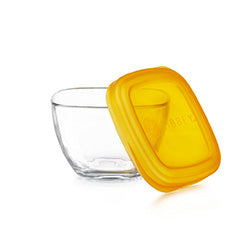 RECIPIENTE VIDRIO 473ML C/TAPA NARANJA CRISA
