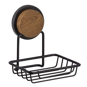 SOPORTE JABON CROMADO NEGRO C/MADERA