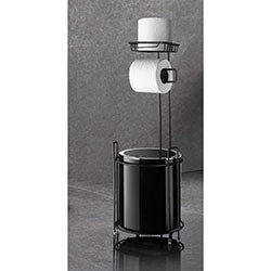 SOPORTE PAPEL C/PAPELERA 21x21x63CM CROMADO NEGRO