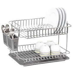 ESCURRIDOR DOBLE C/BANDEJA 36.5x27x27CM CROMADO