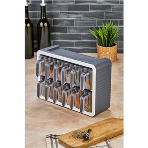 SET 12 ESPECIEROS CON SOPORTE 33x14x23.5CM GRIS