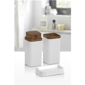 SET 3PCS BAÑO STELLA PP C/MADERA BLANCO