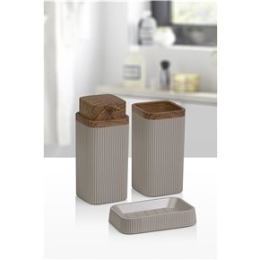 SET 3PCS BAÑO STELLA PP C/MADERA MARRON