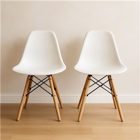 SILLA EAMES COMEDOR CON BASE EN MADERA BLANCA
