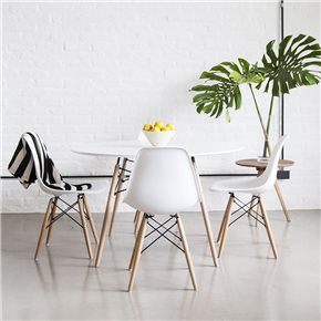 SILLA EAMES COMEDOR CON BASE EN MADERA BLANCA