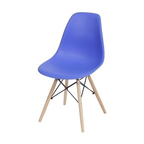 SILLA EAMES COMEDOR CON BASE EN MADERA AZUL