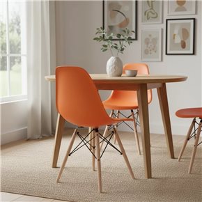 SILLA EAMES COMEDOR CON BASE EN MADERA NARANJA