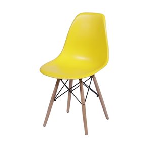 SILLA EAMES COMEDOR CON BASE EN MADERA AMARILLA