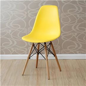 SILLA EAMES COMEDOR CON BASE EN MADERA AMARILLA