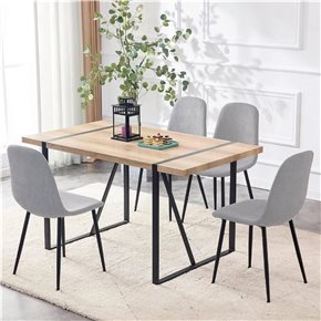 SILLA CHARLA LINO/METAL GRIS/NEGRO