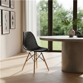 SILLA EAMES COLMENA COMEDOR BASE MADERA NEGRA