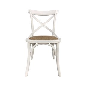 SILLA CROSS 46x42x87CM MADERA/RATTAN BLANCO