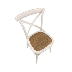 SILLA CROSS 46x42x87CM MADERA/RATTAN BLANCO