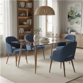 MESA FALCON 120x80x75CM VIDRIO Y MADERA