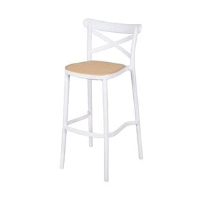 TABURETE PLATS PP SILIM RATTAN BLANCO/BEIGE