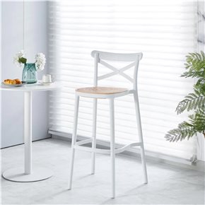 TABURETE PLATS PP SILIM RATTAN BLANCO/BEIGE