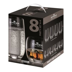 PARTY SET 8 VASOS: 4X350ML + 4X470ML BOHEMIA
