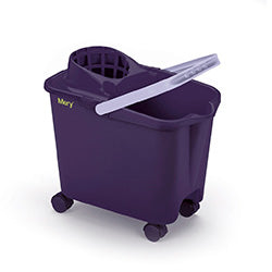 BALDE C/ESCURRIDOR Y RUEDAS 14L  VIOLETA. 39x37x26CM