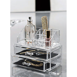 ORGANIZADOR COSMETICOS C/CAJONES ACRILI. 19X12X16CM