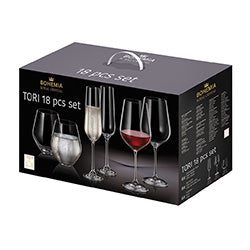 TORI 18PCS: 6xVASO 500ML + 6xCOPA 210/600ML