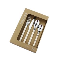 SET 24 PIEZAS CUBIERTO AC INOX MANGO BEIGE TOSCANA