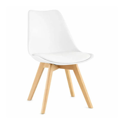 Juego de Comedor 4 Sillas Eames (acolchonadas) Cuadrada 80 - Blanco