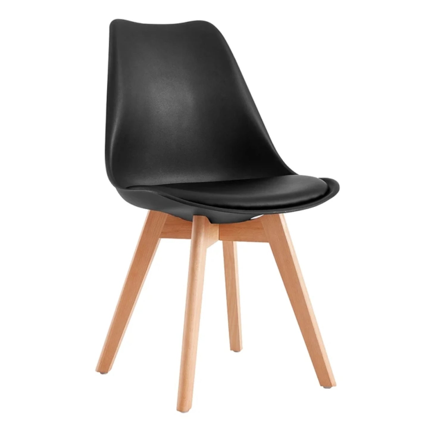 Juego de Comedor 4 Sillas Eames (acolchonadas)  Cuadrada 80 - Negro