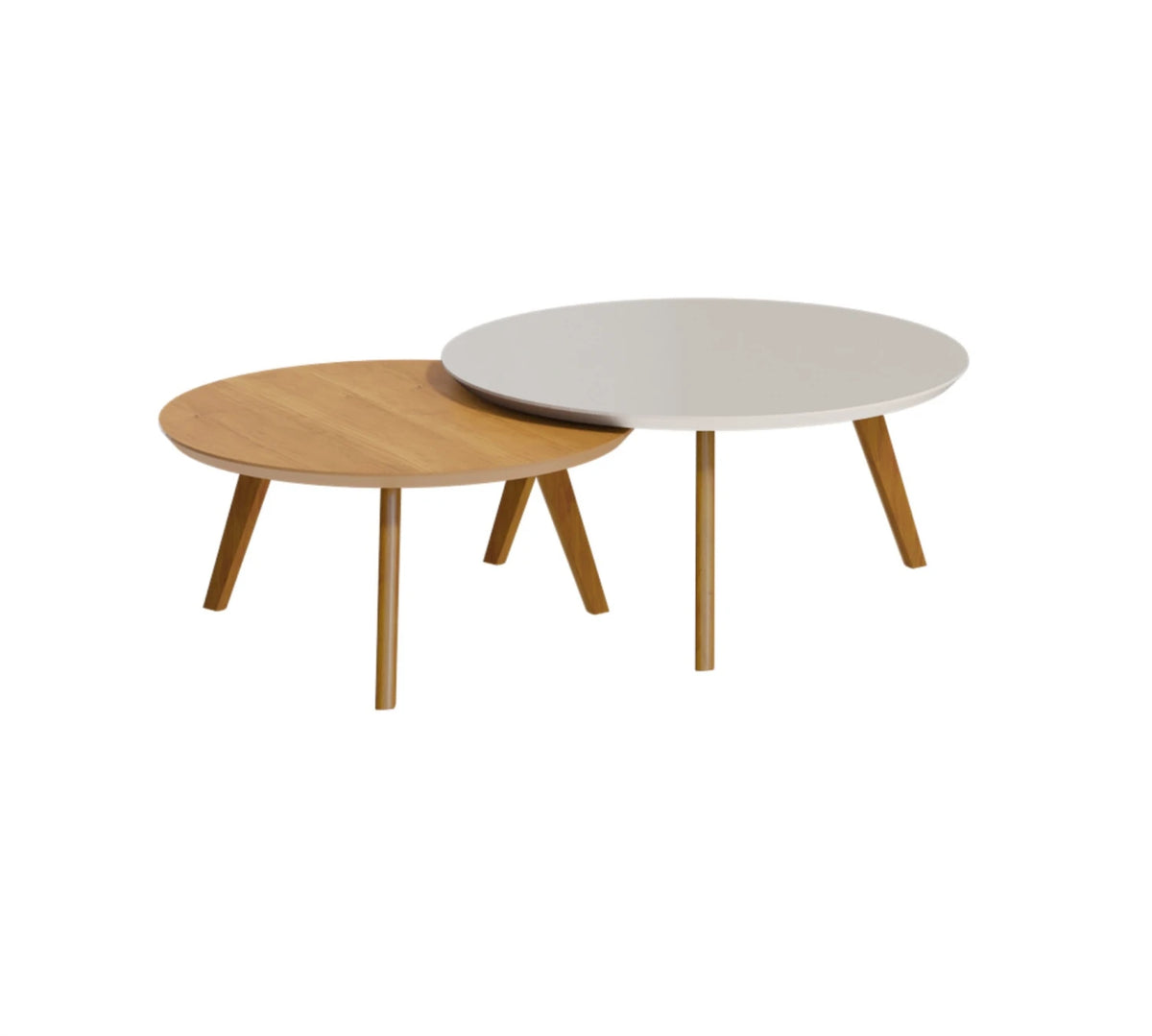 Mesa de Centro Classic - Conjunto - Línea Manhattan - Blanco/Natural