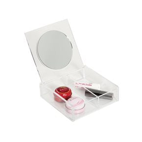 ORGANIZADOR COSMETICOS CUADRADO C/ ESPEJO 15X15X5CM