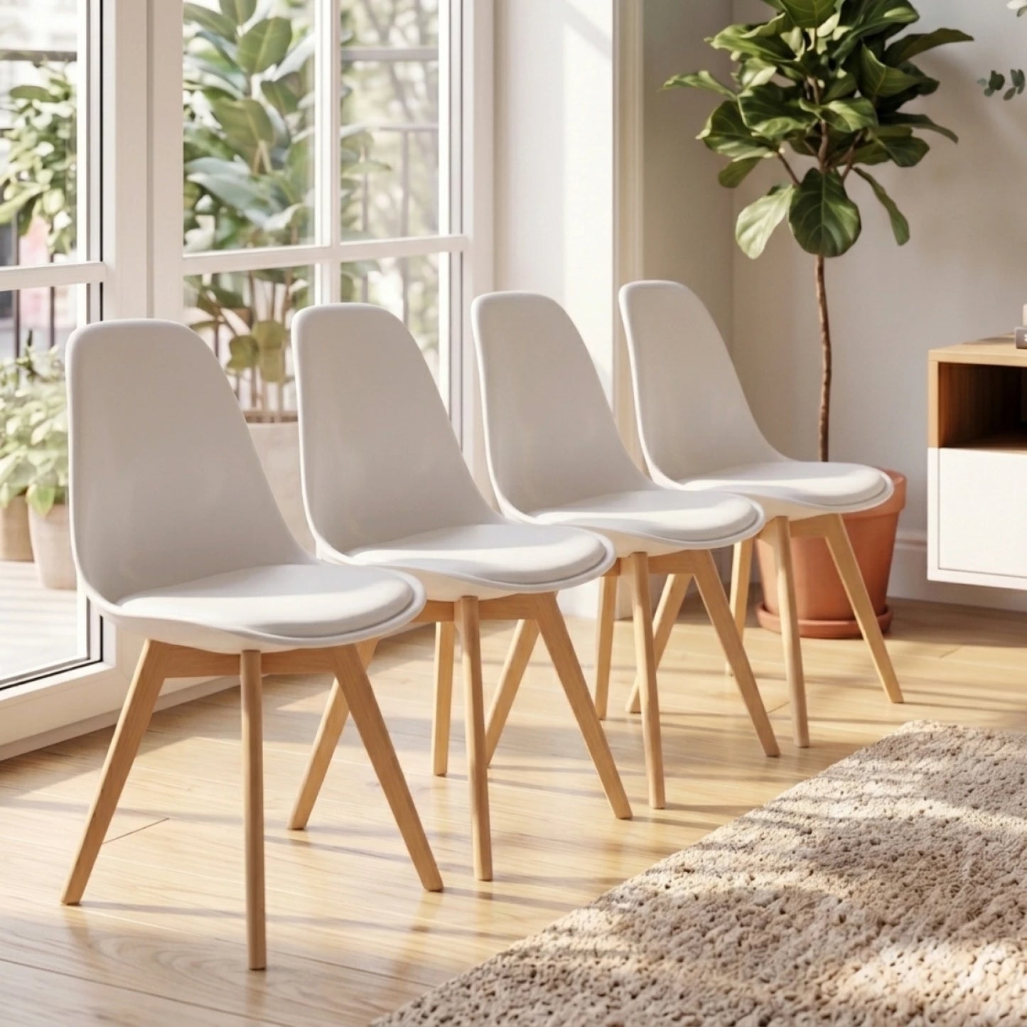 Silla Eames acolchonada pack de 4 unidades buena calidad - Blanca