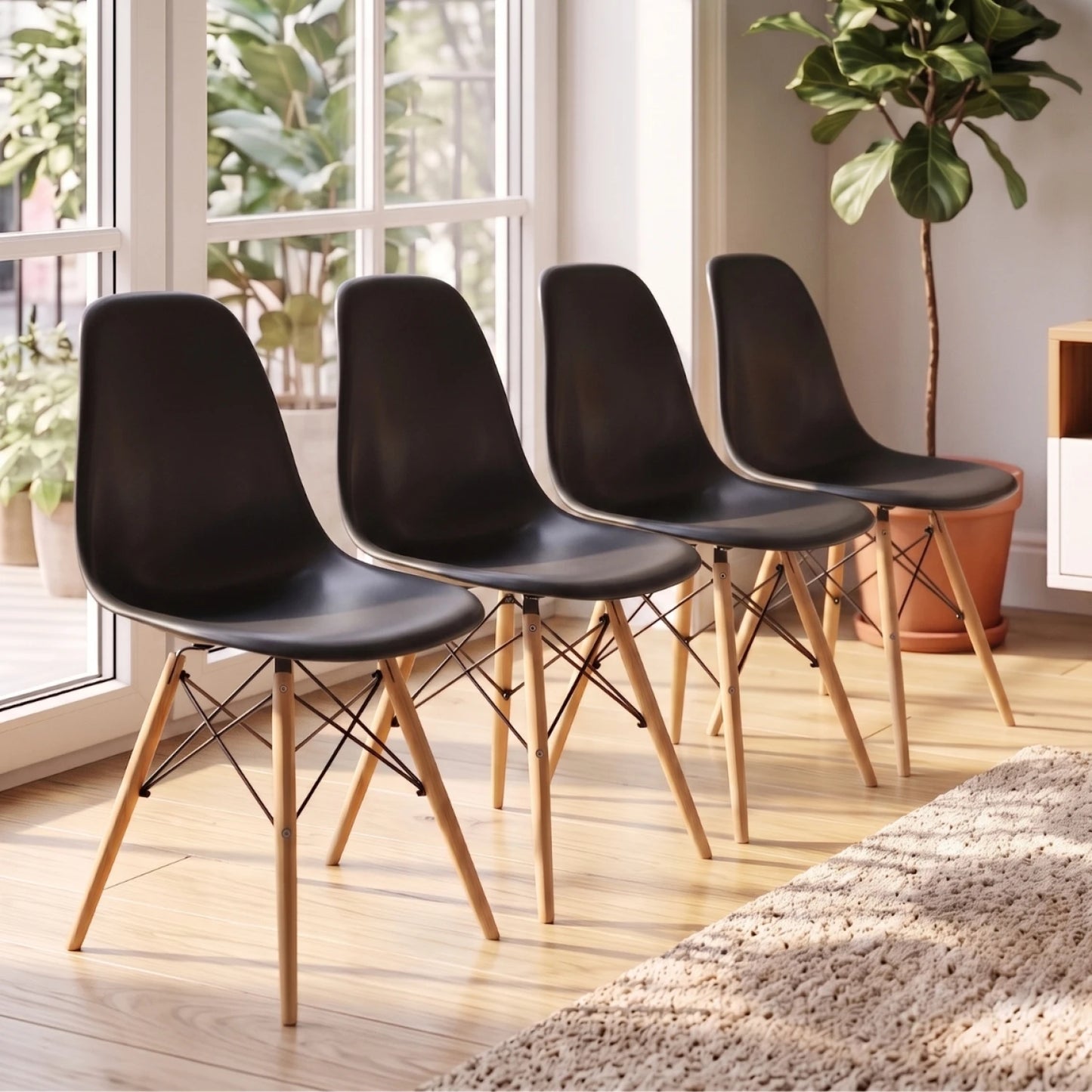 Silla Eames Pack 4 Unidades Calidad Premium - Negro