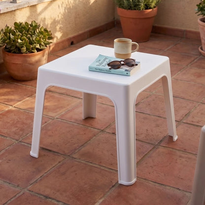 Silla de jardin Skarpo set de 4 apilables + mesa master-blanco